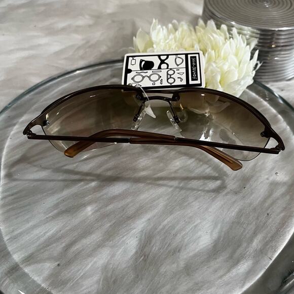 NEW Fantas-Eyes Y2K Square Oval Metal Half Rim Gradient Aviator Sunglasses NWT - Picture 9 of 14